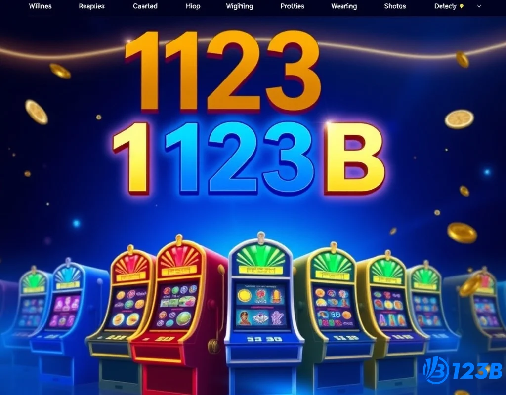 Trang chủ casino 123B với logo và các biểu tượng slot game nổi bật.